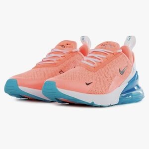 Nike Air Max 270 Lava Glow Neon Pink White Ocean Blue Womens Size 8 Gorpcore